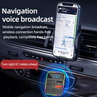 Lecteur MP3 Bluetooth sans fil pour voiture, double ports de charge USB, écran d'affichage numérique, lumière ambiante RGB, compatible