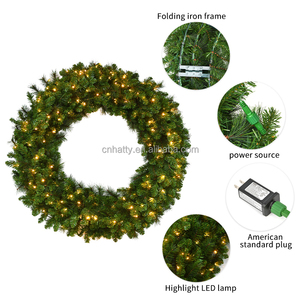 Guirlande de Noël artificielle pré-éclairée en PVC, faite à la main, écologique, en forme de sapin, avec prise électrique pour porte et usage intérieur - Product Image 1