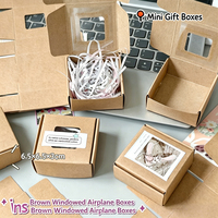 Boîte cadeau mini personnalisée en papier kraft recyclable avec fenêtre, design créatif de machine volante, pour chaussettes, fourrure, boutique, vente au détail, fête