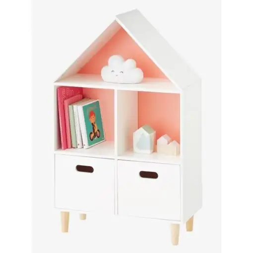 Nórdico moderno hogar niños gabinete de almacenamiento de madera chico casa de muñecas Montessori rincón estante de libros chico librería estantería para sala de juegos