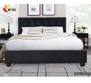 เตียงหุ้มผ้าสไตล์โมเดิร์น พร้อมแผ่นไม้รองรับน้ำหนักได้มากและโครงเตียงขนาดควีนไซส์ที่แข็งแรง สำหรับห้องนอน - Product Image 6