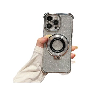 Funda de Teléfono TPU con Purpurina y Galvanoplastia para iPhone 15 Pro 14, Soporte Magnético, Funda Protectora para Teléfono Móvil con Purpurina - Product Image 6