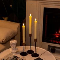 Bougies coniques LED sans flamme en cire véritable, télécommandées avec minuterie, bougeoirs ivoire, sans gouttelettes, à piles, pour la décoration de la maison (Diwali, Pâques)