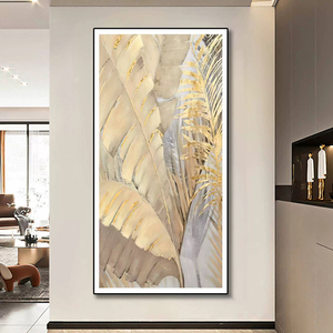 Mintura fatta a mano in tela di fiori astratti arte murale stile moderno europeo minimalismo foglia di Banana pittura a olio fiori dipinti - Product Image 5