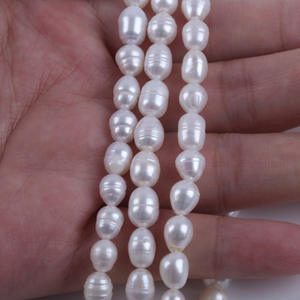 Perles en forme de riz blanches en ABS de 15 cm 6-7 mm, perles d'eau douce naturelles, perles dispersées, personnalisation de la couleur DIY - Product Image 4