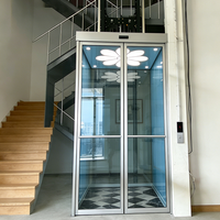 Petit ascenseur hydraulique intérieur sans gaine, élégant, en verre, pour maison, 2-3 personnes, 400 kg, 0,4 m/s, certifié ISO9001/CE, pour villa et maison
