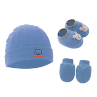 Conjunto de Gorro y Guantes de Algodón Cálido para Bebé, Gorro Bordado con Logotipo Personalizado, Manoplas y Cubrepiés de 0 a 6 Meses