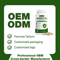 ODM OEM Vente en gros Quercétine certifiée Halal Haute Pureté 500mg Capsules Antioxydant Naturel Soutien Immunitaire et Respiratoire 60/90/120