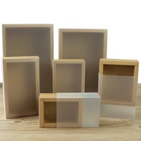 Boîte cadeau en papier kraft sur mesure en stock avec fenêtre transparente en PVC, emballage en papier givré transparent, boîte cadeau à tiroir