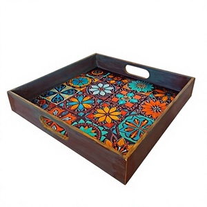 Bandeja de Servicio de Madera Ecológica, Elegante y Multifuncional, Marca B.S INTERNATIONAL Meena, con Grabado, Pulida y de Lujo, en Oferta - Product Image 3