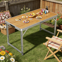 Mesa Plegable con 4 Sillas, Juego de Mesa de Picnic de Aluminio para Acampar, para Fiestas en la Playa y Eventos
