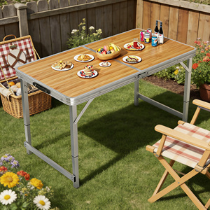 <span class=keywords><strong>Mesa</strong></span> Plegable <span class=keywords><strong>con</strong></span> 4 <span class=keywords><strong>Sillas</strong></span>, Juego de <span class=keywords><strong>Mesa</strong></span> de Picnic de Aluminio <span class=keywords><strong>para</strong></span> Acampar, <span class=keywords><strong>para</strong></span> Fiestas en la Playa y Eventos - Product Image 6