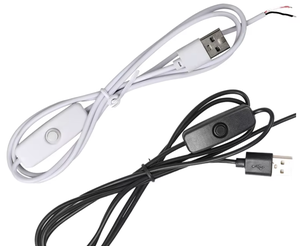 उच्च गुणवत्ता 5v यूएसबी पावर एक्सटेंशन केबल एलईडी लाइट स्ट्रिप लैंप 1 मीटर लंबाई खुली टिनयुक्त तार पर/बंद 501 प्रिंटर के लिए पुश स्विच - Product Image 5