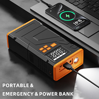 Démarreur de batterie portable WLETO 12000 mAh pour voiture et moto 12V avec moniteur de pression des pneus, lumière LED et protection anti-étincelles