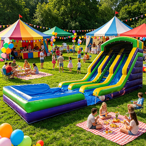 WINSUN Inflatable Water and Dry Dual Use Slide with Pool Outdoor PVC Material High Capacity Water Slide Park - Product Image 1