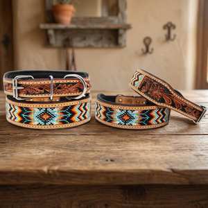 Highest Quality Handmade Soft Padded Leather <b>Dog</b> <b>Leash</b> Carved Rivet Beaded Design Eco-Friendly Fashion Medium Breed Size Solid - Product Image 2