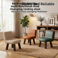 Tabouret moderne en pin avec dossier, multifonctionnel, pour changer de chaussures, pouf pour salon, table basse, chaise basse pour enfants
