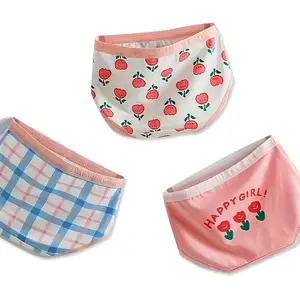 Atacado Undergarments Algodão Little Girls Dot Underwear Crianças Respirável Conforto Briefs Crianças Calcinhas Bag OEM Service Print