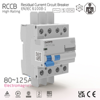 Disjoncteur différentiel industriel 4P à courant résiduel élevé 80-125A, type électromagnétique en cuivre, 30mA 100mA 300mA 500mA, conforme IEC EN61008