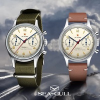Montre mécanique à remontage manuel chronographe pour homme Seagull 1963 édition internationale, verre métallique, original ST1901 D304 Memorial