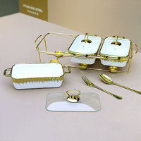 Lot de 3 Réchauds Chafing Dish Professionnels en Porcelaine Céramique de Haute Qualité