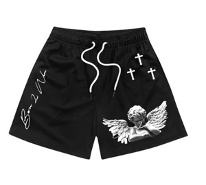 Pantalones Cortos Deportivos de Cintura Alta con Cordón, 100% Algodón Ecológico, Bolsillos con Cremallera, Malla, para Verano, Estilo Urbano y Gimnasio, Venta al Por Mayor Sin Pedido Mínimo - Product Image 3