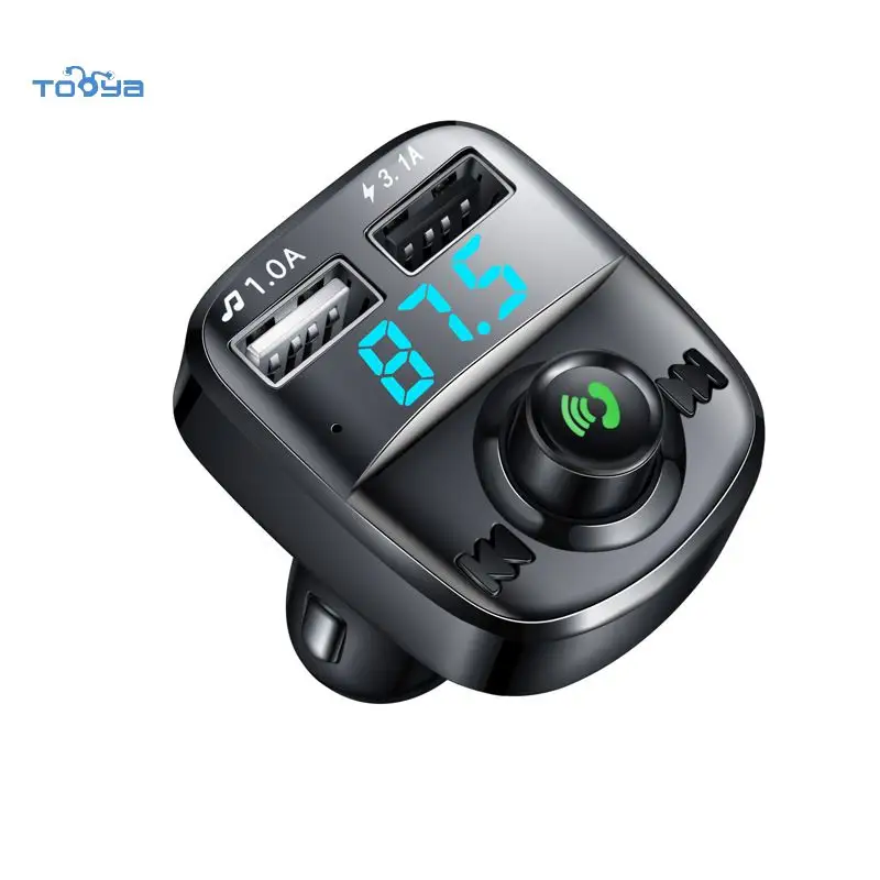 Vivavoce BT mp3 play car dual usb QC 3.0 caricabatterie rapido rapido Tooya kit Wireless <span class=keywords><strong>trasmettitore</strong></span> <span class=keywords><strong>fm</strong></span> caricabatteria per auto bluetooth per auto mp3