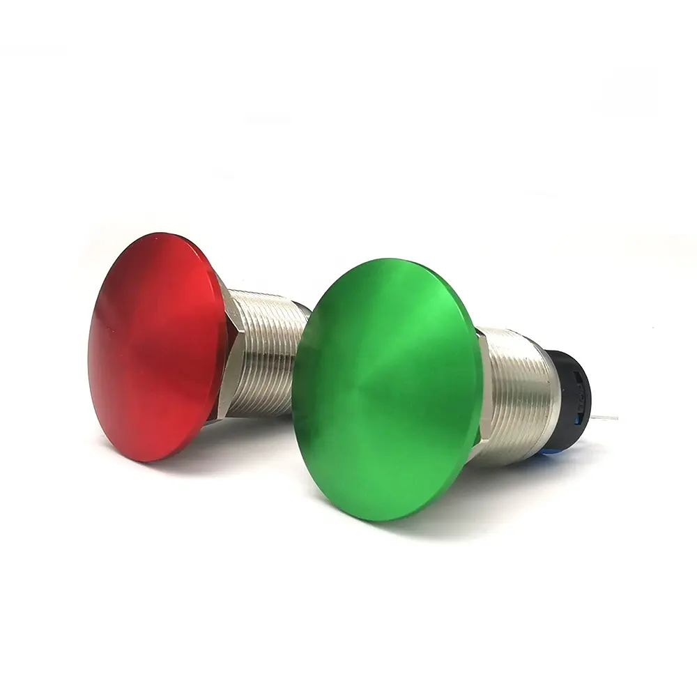 IP67 19mm 16mm filetto momentaneo Latchiing pulsante a fungo in metallo impermeabile rosso verde