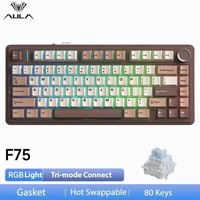 Clavier mécanique sans fil AULA F75 Bluetooth 5.0 USB 2.4G filaire, avec touches PBT RGB interchangeables à chaud, disposition 75%, clavier de jeu