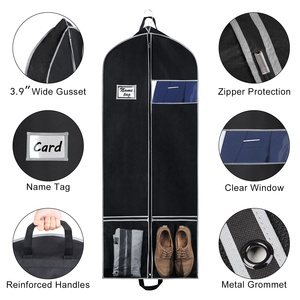 Custodie per Abiti Personalizzate 43 Pollici in Tessuto Non Tessuto con Tasche Porta Carte in PVC Nero Traspiranti per Viaggi - Product Image 4