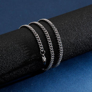 Collier chaîne <span class=keywords><strong>gourmette</strong></span> cubaine en acier inoxydable 316L gravé pour femme, bijoux de mode inaltérables, accessoires étanches - Product Image 4