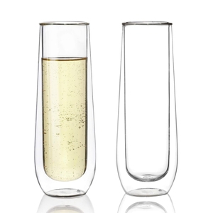 Vendita calda bicchiere <span class=keywords><strong>Champagne</strong></span> flauti 9 <span class=keywords><strong>Fl</strong></span>.oz doppia parete bicchieri <span class=keywords><strong>Champagne</strong></span> Set di 2 - Product Image 1