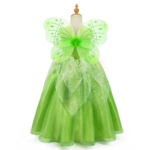 Costume de fée pour enfants MS, très vendu, robe verte de princesse Tinkerbell pour bébés filles avec accessoires - Product Image 3