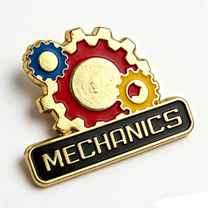 Mechanics Gear Shape Hard Enamel Lapel Pin Gold Plated Engineering <b>Machinery</b> Industry Worker Commemorative Custom Metal <b>Badge</b> - Product Image 2