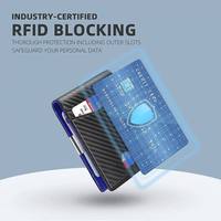 Dompet Kulit Asli Pria, Dompet Kulit Asli Ramping dengan Klip Uang Pemblokir RFID Pemegang Kartu Kredit