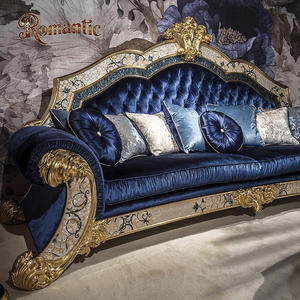 طقم أريكة فاخر بتصميم فرنسي مربع الزوايا مع حشوة إسفنجية وإطار من الخشب الصلب لغرفة المعيشة في المنزل أو الفيلا - Product Image 3