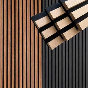 Pannello acustico moderno in fibra di poliestere pannello di <span class=keywords><strong>legno</strong></span> a strisce di griglia ritardante di fiamma concava-convessa parete per TV sfondo da parete - Product Image 1