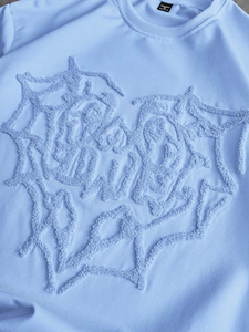 Soft <strong>Goth</strong> Pink Double-layer T-shirt Overlay Chenille Heart Print Cherub Long Sleeve Liner Breathable Two-piece T-shirt - Product Image 5