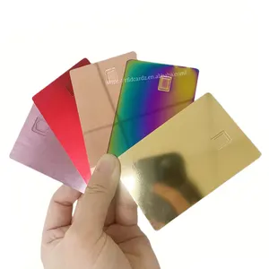 Noir/argent/arc-en-ciel/or 24k miroir métallique réfléchissant EMV Bank carte de crédit de débit Visa vierge avec emplacement à puce