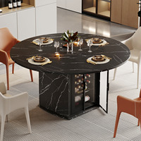 Table à manger ronde en bois finition marbre avec rangement pour bouteilles de vin, style moderne pour la maison, 47 pouces, spacieuse