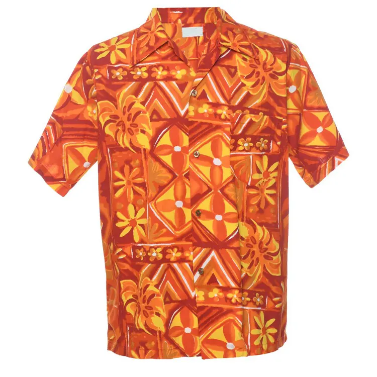 Nueva moda de alta calidad para hombre sólido de algodón estampado floral camisas hawaianas