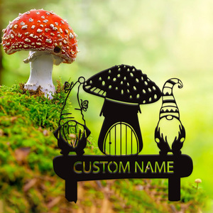 Christmas Metal Garden Gnomes <b>Decorative</b> Stakes Silhouette Outdoor Holiday Party Lawn Sign Customizable - Product Image 4
