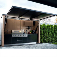 Cuisine extérieure de style américain avec barbecue, en acier inoxydable, armoires de cuisine modernes pour barbecue