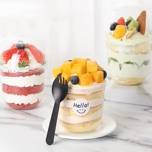 Petits contenants transparents en plastique pour desserts à paroi unique de 250ml 360 500ml couvercles tasses parfaites en PET personnalisées contenants pour crème glacée bonbons - Product Image 5