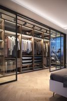 Armoire haute moderne sur mesure avec porte en verre Walk-in Armoire prix d'usine de meubles de chambre à coucher