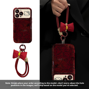 Custodia per telefono in silicone premium con cinturino a fiocco e finestra grande per fotocamera, all'ingrosso, per iPhone 17 15 Pro Max 16 14, per ragazze - Product Image 2