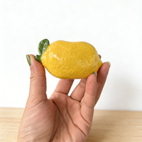 Schattig citroenvormig keramiek kaarsenhouder mini fruit citroen kaarsenstandaard felgele citroen tafeldecoratie