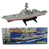 Maquette de navire de guerre transfrontalier, modèle statique fini, ornement de navire de guerre avec support, en plastique, prêt à l'emploi pour les jeunes