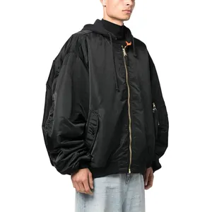 Custom Men Fashion Black Outdoor Thick Ma1 Flight Blank Oversize Bomber Jackets