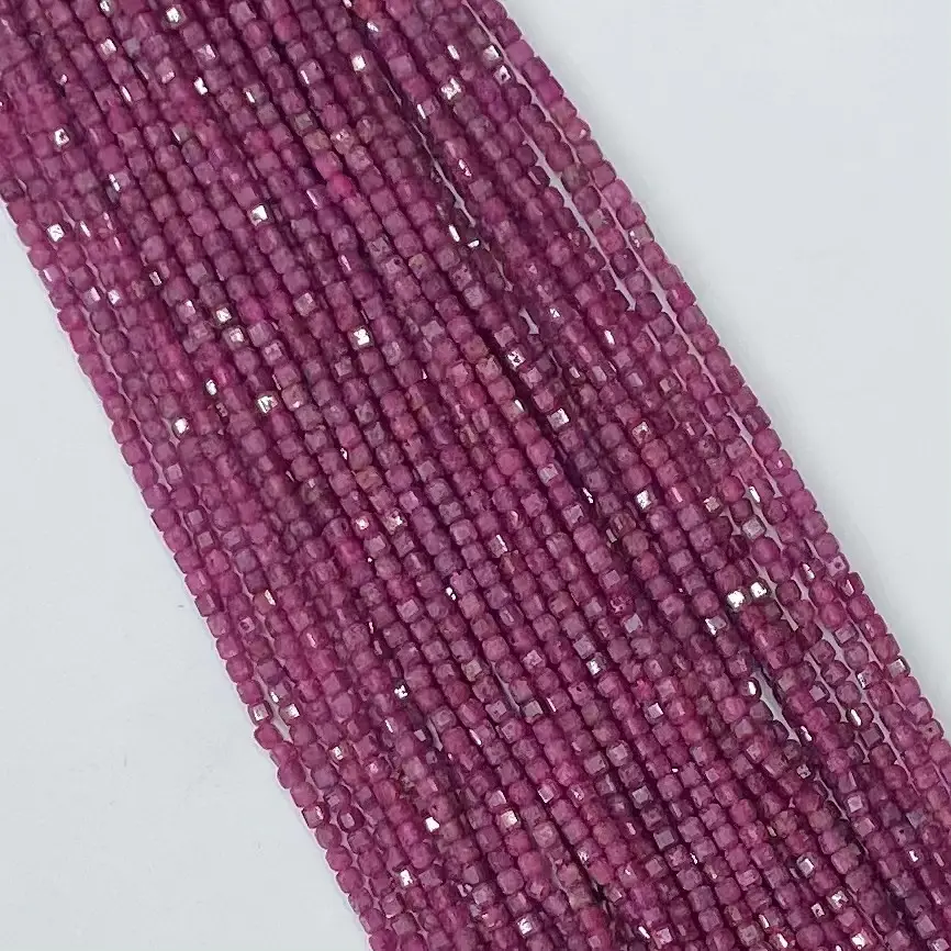 천연 보석 공급 업체 루비 큐브 스퀘어 비즈 여성용 팔찌 목걸이 만들기